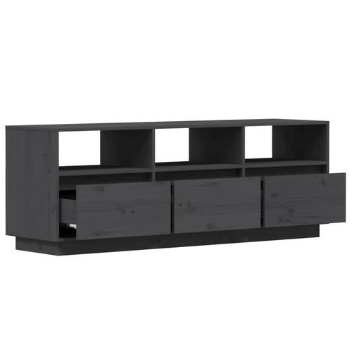 Tv-bord 140x37x50 cm massivt fyrretræ grå