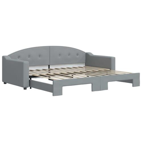 Daybed med udtræk 90x200 cm stof lysegrå