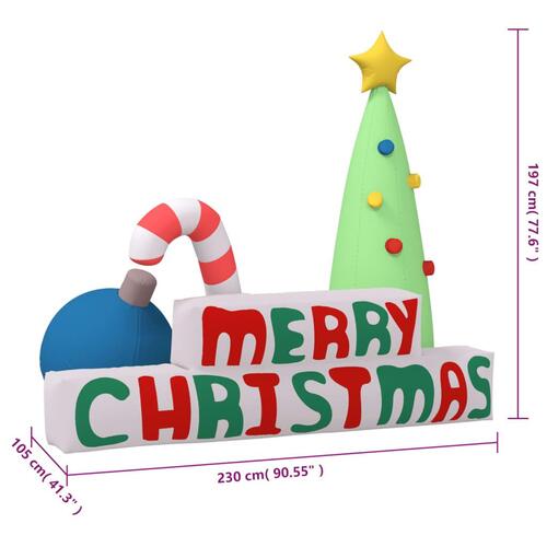 Oppustelig Merry Christmas-dekoration med LED'er 197 cm