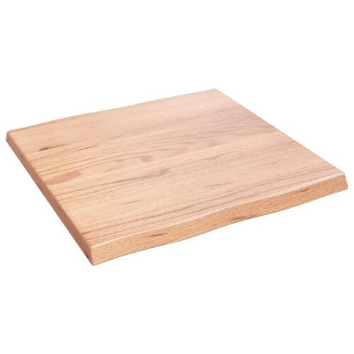 Bordplade 60x60x(2-4) cm naturlig kant behandlet træ lysebrun