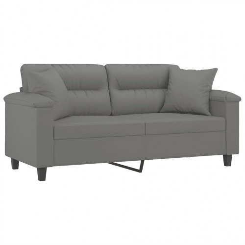 2-personers sofa med puder i mikrofiber - mørkegrå