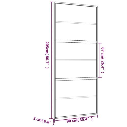 Skydedør 90x205 cm klart sikkerhedsglas og aluminium guldfarvet