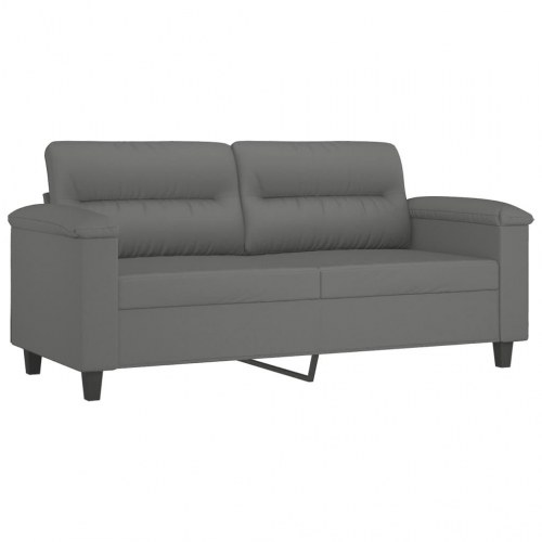 2-personers sofa med puder i mikrofiber - mørkegrå