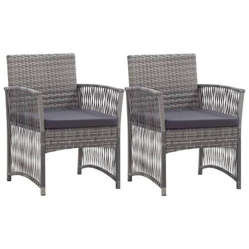 Havestole med hynder 2 stk. polyrattan antracitgrå