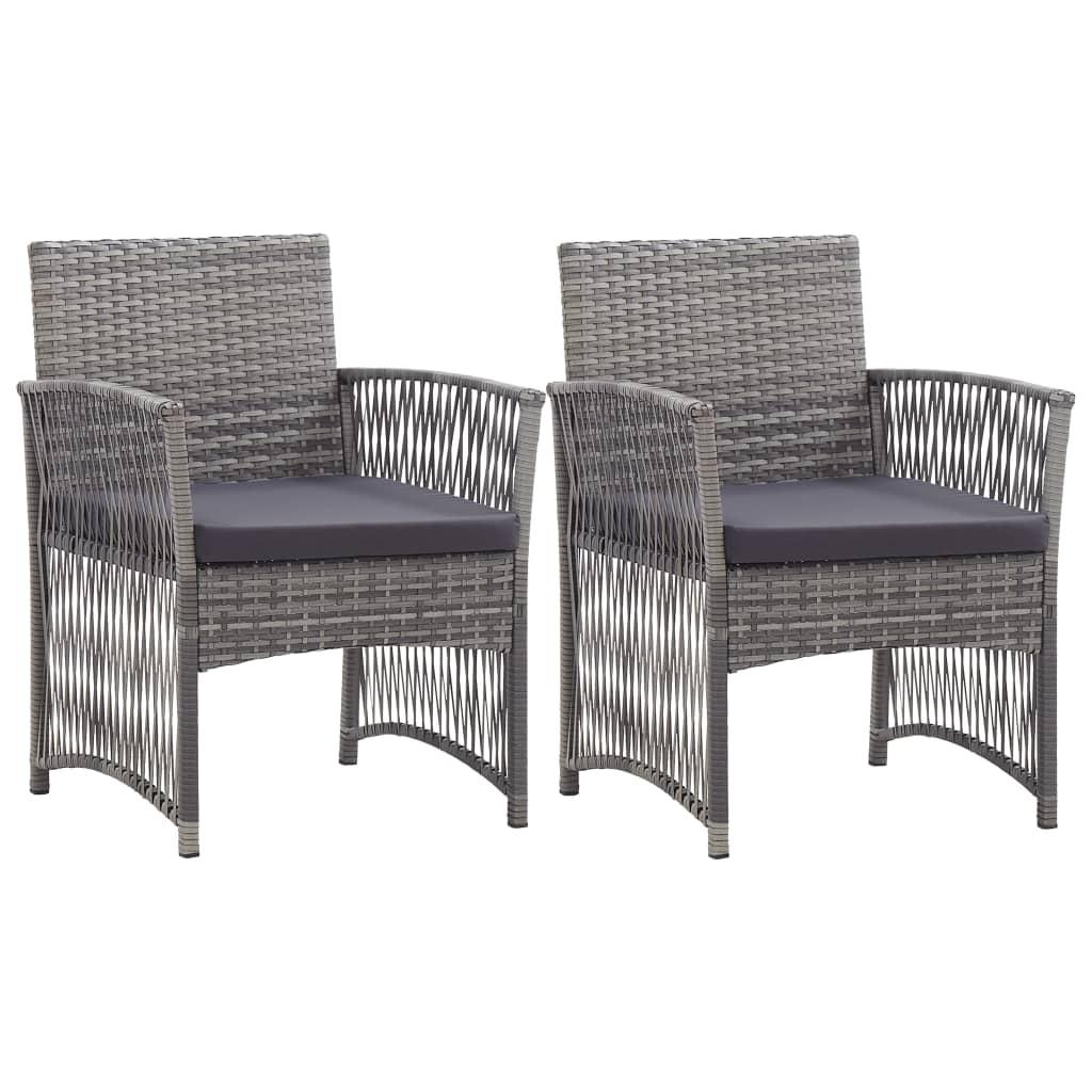 Havestole med hynder 2 stk. polyrattan antracitgrå