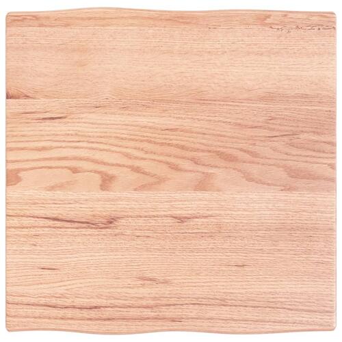 Bordplade 60x60x2 cm naturlig kant behandlet egetræ lysebrun