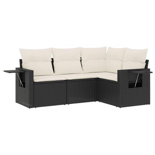 Sofasæt til haven 4 dele med hynder polyrattan sort
