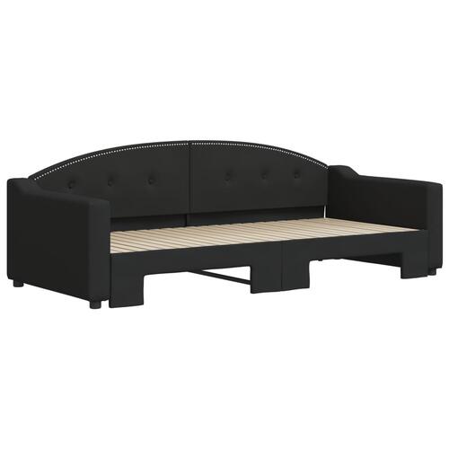 Daybed med udtræk 90x200 cm stof sort