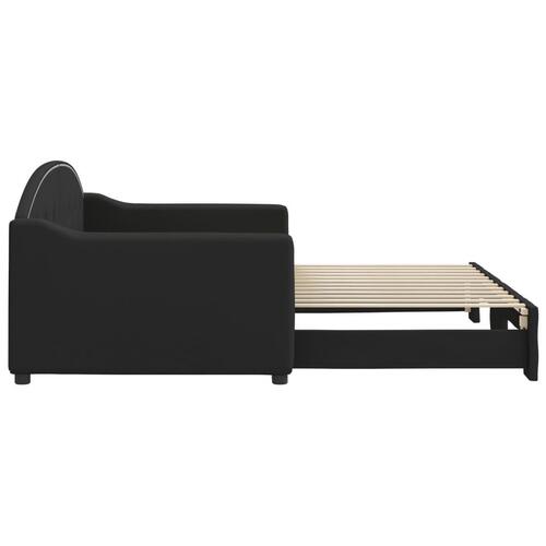 Daybed med udtræk 90x200 cm stof sort