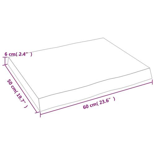 Bordplade 60x50x(2-6) cm naturlig kant behandlet træ lysebrun