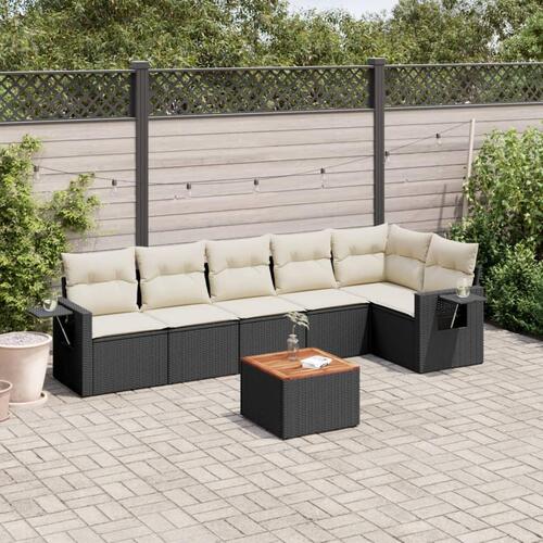 Sofasæt til haven 7 dele med hynder polyrattan sort
