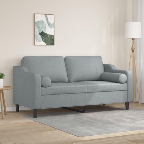 2-personers sofa med pyntepuder 140 cm stof lysegrå