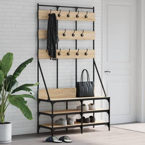 Tøjstativ med skoopbevaring 100x40x184 cm sonoma-eg