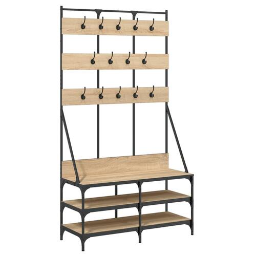 Tøjstativ med skoopbevaring 100x40x184 cm sonoma-eg