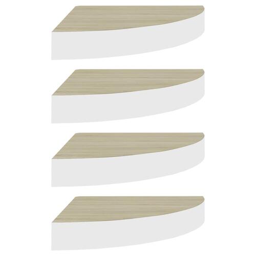 Hjørnehylder 4 stk. 25x25x3,8 cm MDF egetræsfarvet og hvid
