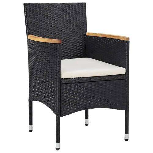 Bistrosæt til haven 5 dele polyrattan og hærdet glas sort
