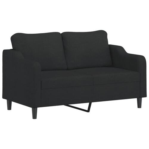 2-personers sofa med pyntepuder 140 cm stof sort