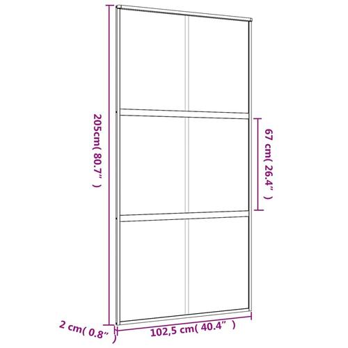Skydedør 102,5x205 cm klart sikkerhedsglas og aluminium gylden