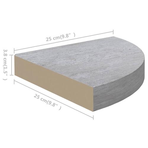 Hjørnehylde 25x25x3,8 cm MDF betongrå
