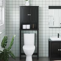 Opbevaringsskab til toilet BERG 60x27x164,5 cm massivt træ sort