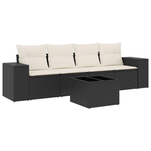 Sofasæt til haven 5 dele med hynder polyrattan sort