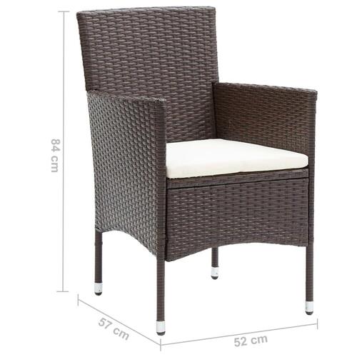 Spisebordssæt til haven 3 dele polyrattan og hærdet glas brun