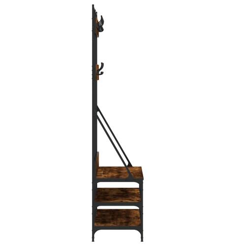 Tøjstativ med skoopbevaring 100x40x184 cm røget egetræsfarve