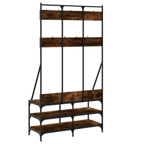 Tøjstativ med skoopbevaring 100x40x184 cm røget egetræsfarve