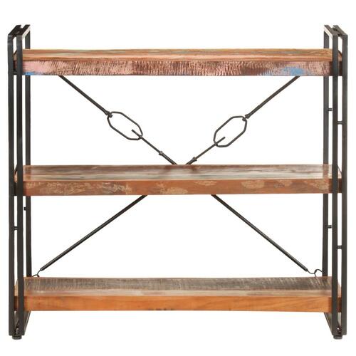 Bogreol m. 3 hylder 90x30x80 cm massivt genbrugstræ