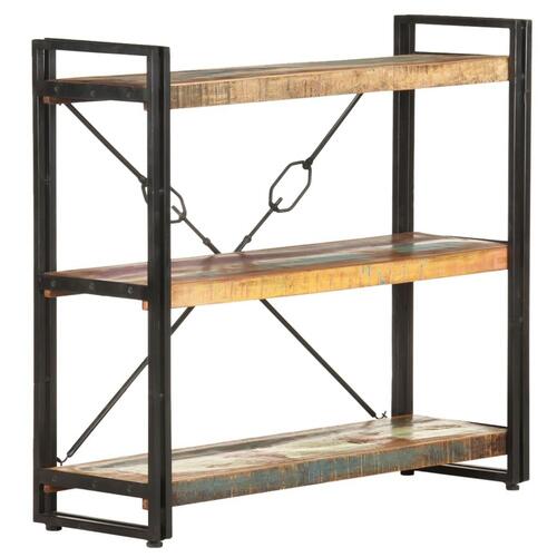 Bogreol m. 3 hylder 90x30x80 cm massivt genbrugstræ