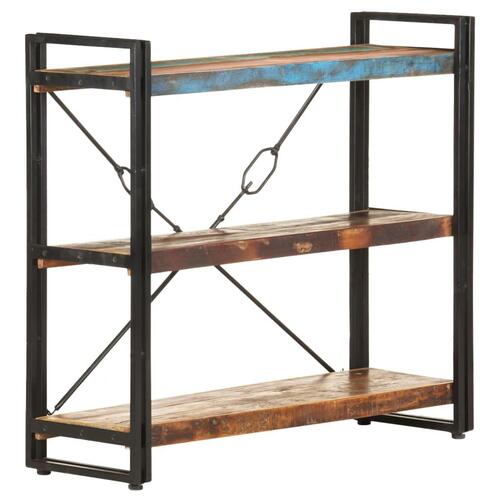 Bogreol m. 3 hylder 90x30x80 cm massivt genbrugstræ