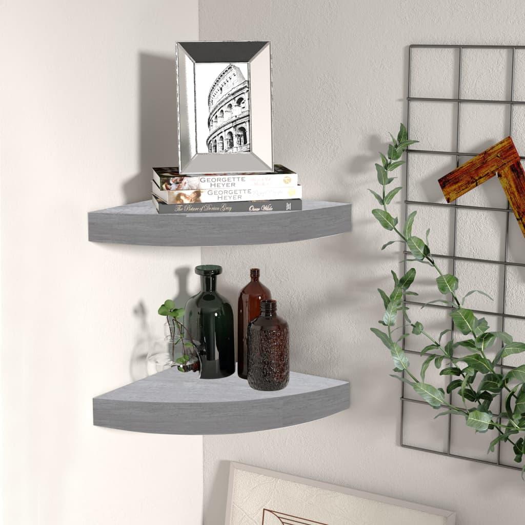 Hjørnehylder 2 stk. 25x25x3,8 cm MDF betongrå