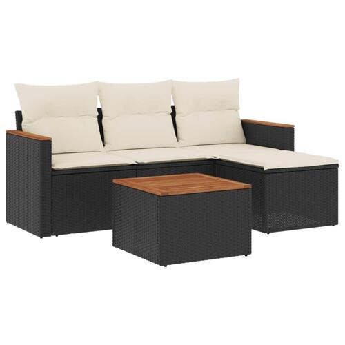 Sofasæt til haven 5 dele med hynder polyrattan sort