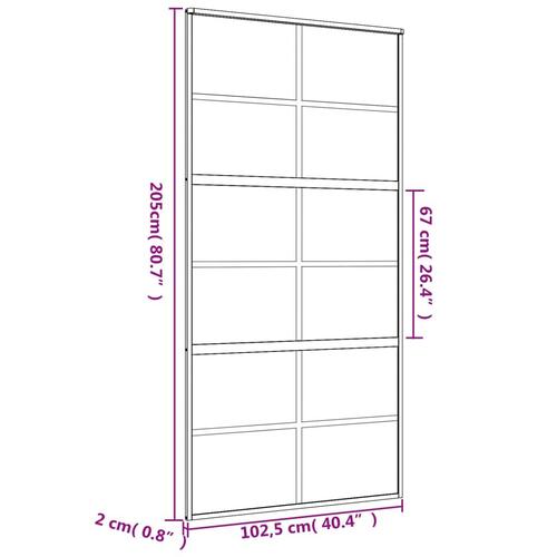 Skydedør 102,5x205 cm klart sikkerhedsglas og aluminium gylden