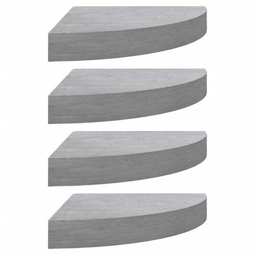 Hjørnehylder 4 stk. 25x25x3,8 cm MDF betongrå