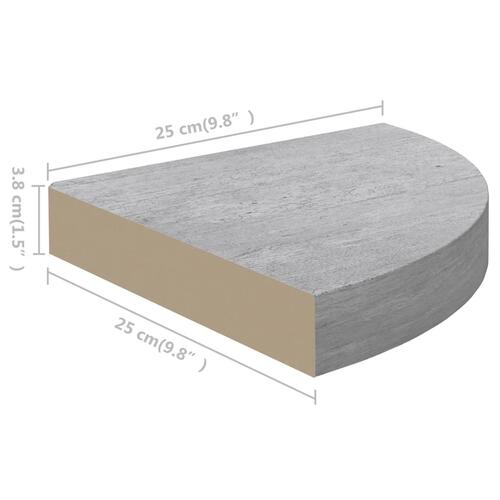 Hjørnehylder 4 stk. 25x25x3,8 cm MDF betongrå
