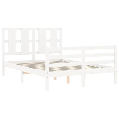 Sengeramme med sengegavl 120x200 cm massivt træ hvid