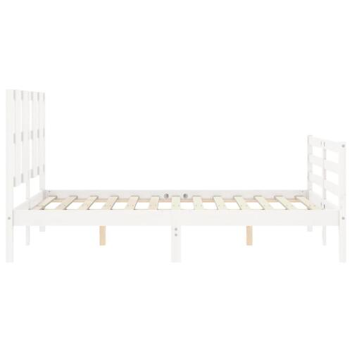 Sengeramme med sengegavl 120x200 cm massivt træ hvid