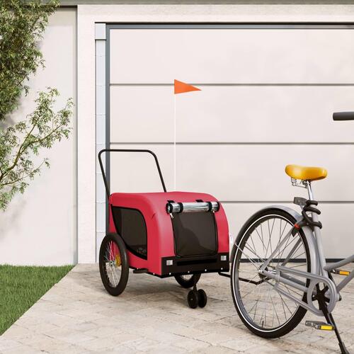 Hundetrailer til cykel oxfordstof og jern rød og sort