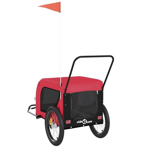 Hundetrailer til cykel oxfordstof og jern rød og sort