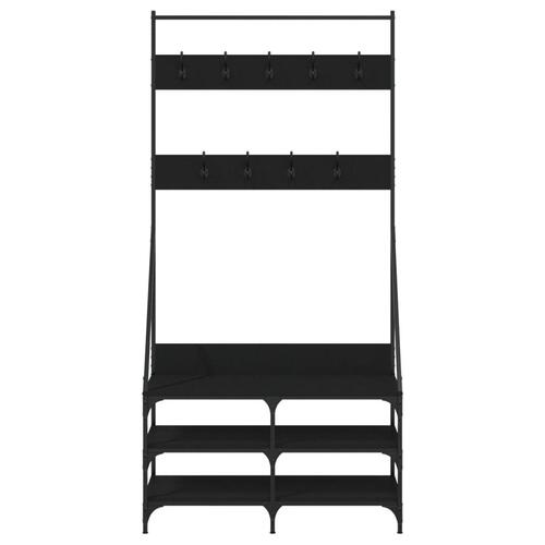 Tøjstativ med skoopbevaring 90x34x184 cm sort