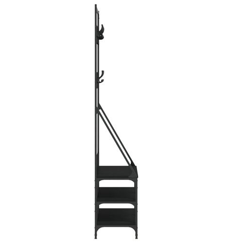 Tøjstativ med skoopbevaring 90x34x184 cm sort