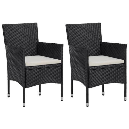 Spisebordssæt til haven 3 dele polyrattan og hærdet glas sort