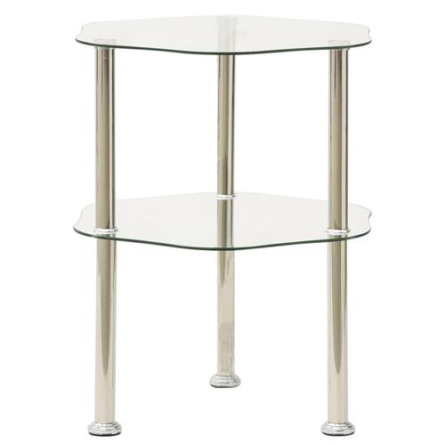 Sidebord med hylde 38x38x50 hærdet glas transparent