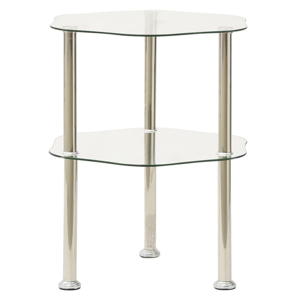 Sidebord med hylde 38x38x50 hærdet glas transparent