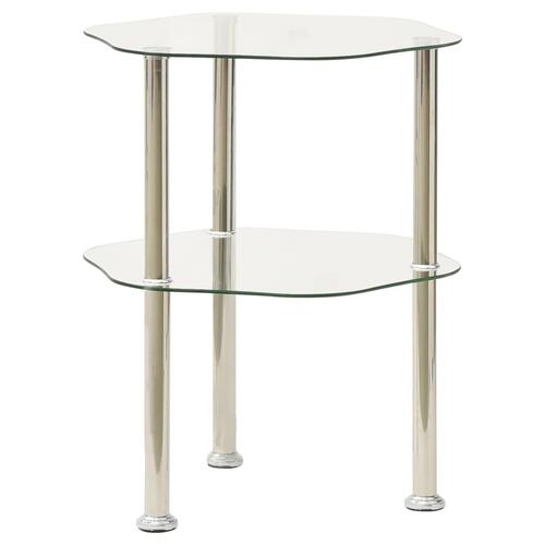 Sidebord med hylde 38x38x50 hærdet glas transparent