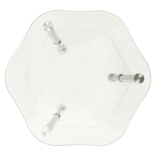 Sidebord med hylde 38x38x50 hærdet glas transparent