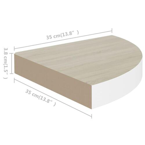 Hjørnehylder 2 stk. 35x35x3,8 cm MDF egetræsfarve og hvid