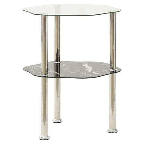 Sidebord med hylde 38x38x50 cm hærdet glas transparent og sort