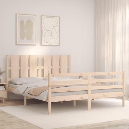 Sengeramme med sengegavl 160x200 cm massivt træ